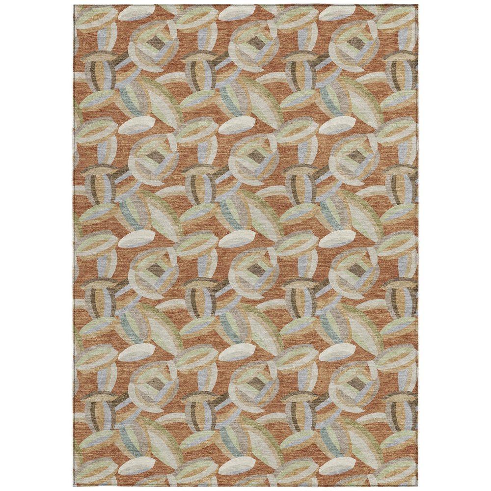 10' X 14' Orange And Brown Abstract Washable Indoor Outdoor Area Rug HomeRoots