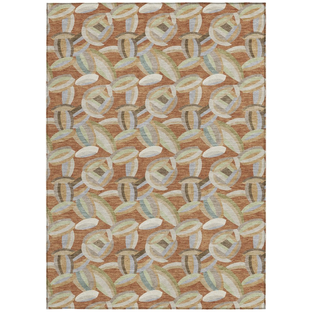 10' X 14' Orange And Brown Abstract Washable Indoor Outdoor Area Rug HomeRoots