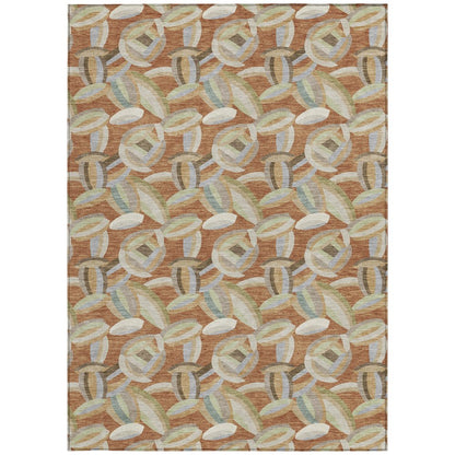 10' X 14' Orange And Brown Abstract Washable Indoor Outdoor Area Rug HomeRoots