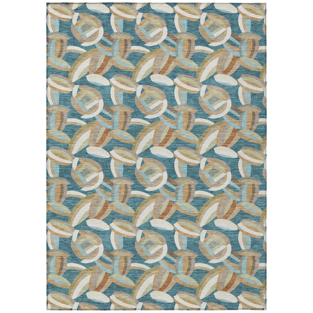 3' X 5' Teal Blue And Orange Abstract Washable Indoor Outdoor Area Rug HomeRoots
