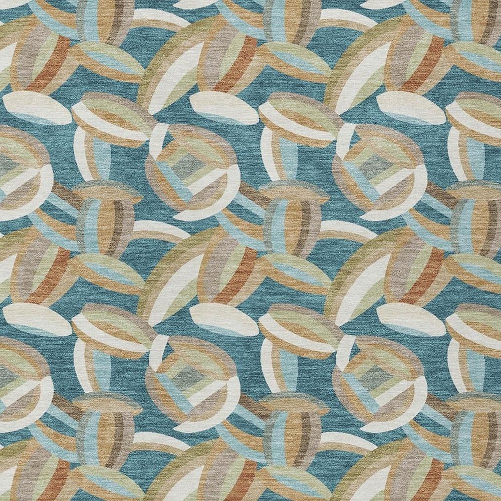 8' X 10' Teal Blue And Orange Abstract Washable Indoor Outdoor Area Rug HomeRoots