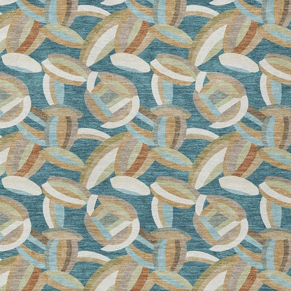 8' X 10' Teal Blue And Orange Abstract Washable Indoor Outdoor Area Rug HomeRoots