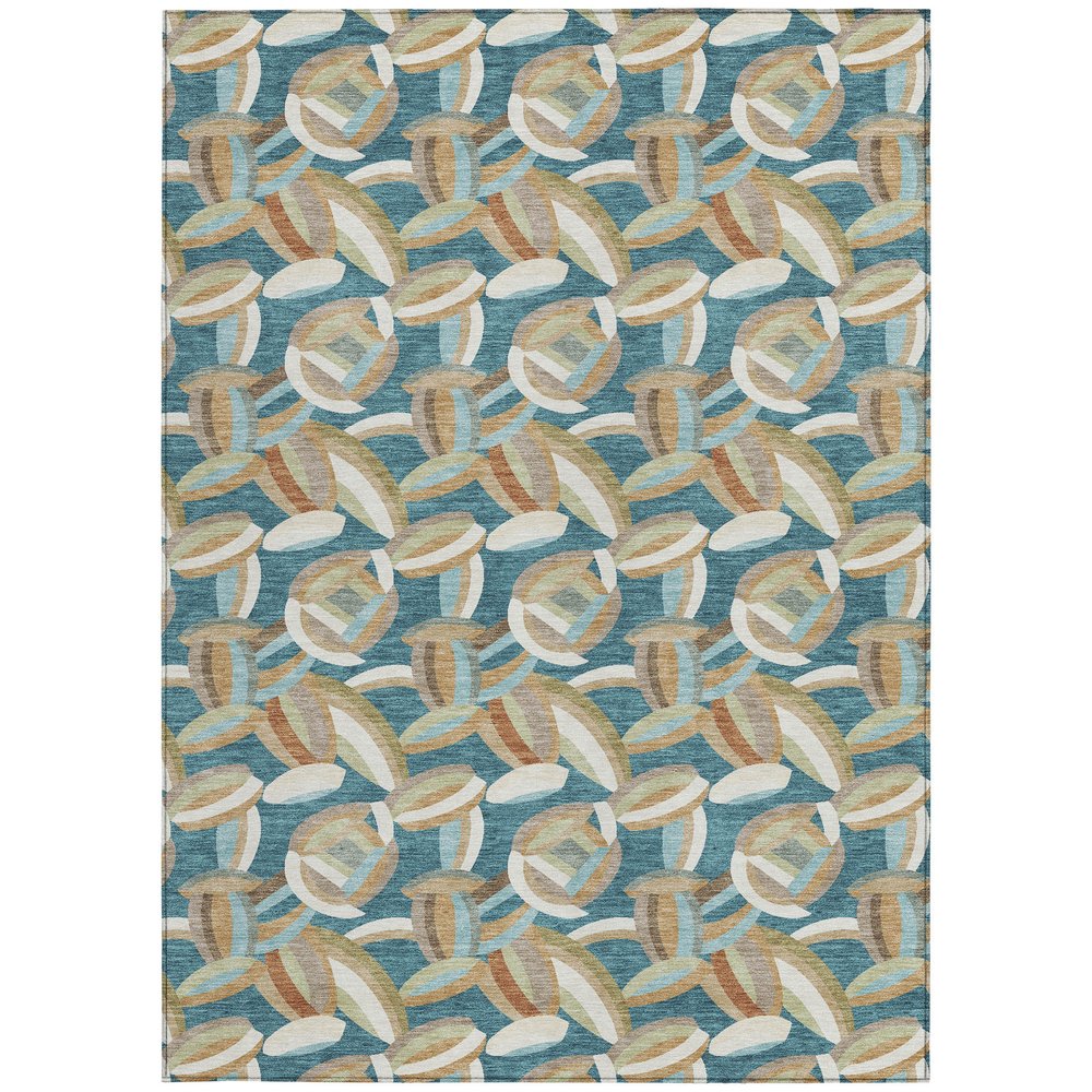 8' X 10' Teal Blue And Orange Abstract Washable Indoor Outdoor Area Rug HomeRoots