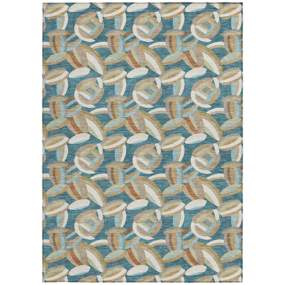 8' X 10' Teal Blue And Orange Abstract Washable Indoor Outdoor Area Rug HomeRoots