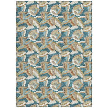 8' X 10' Teal Blue And Orange Abstract Washable Indoor Outdoor Area Rug HomeRoots