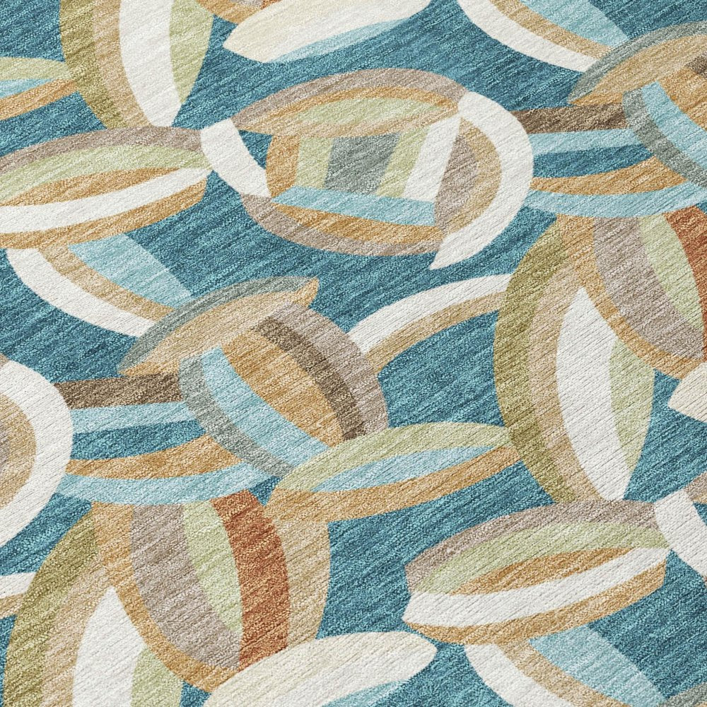 8' X 10' Teal Blue And Orange Abstract Washable Indoor Outdoor Area Rug HomeRoots