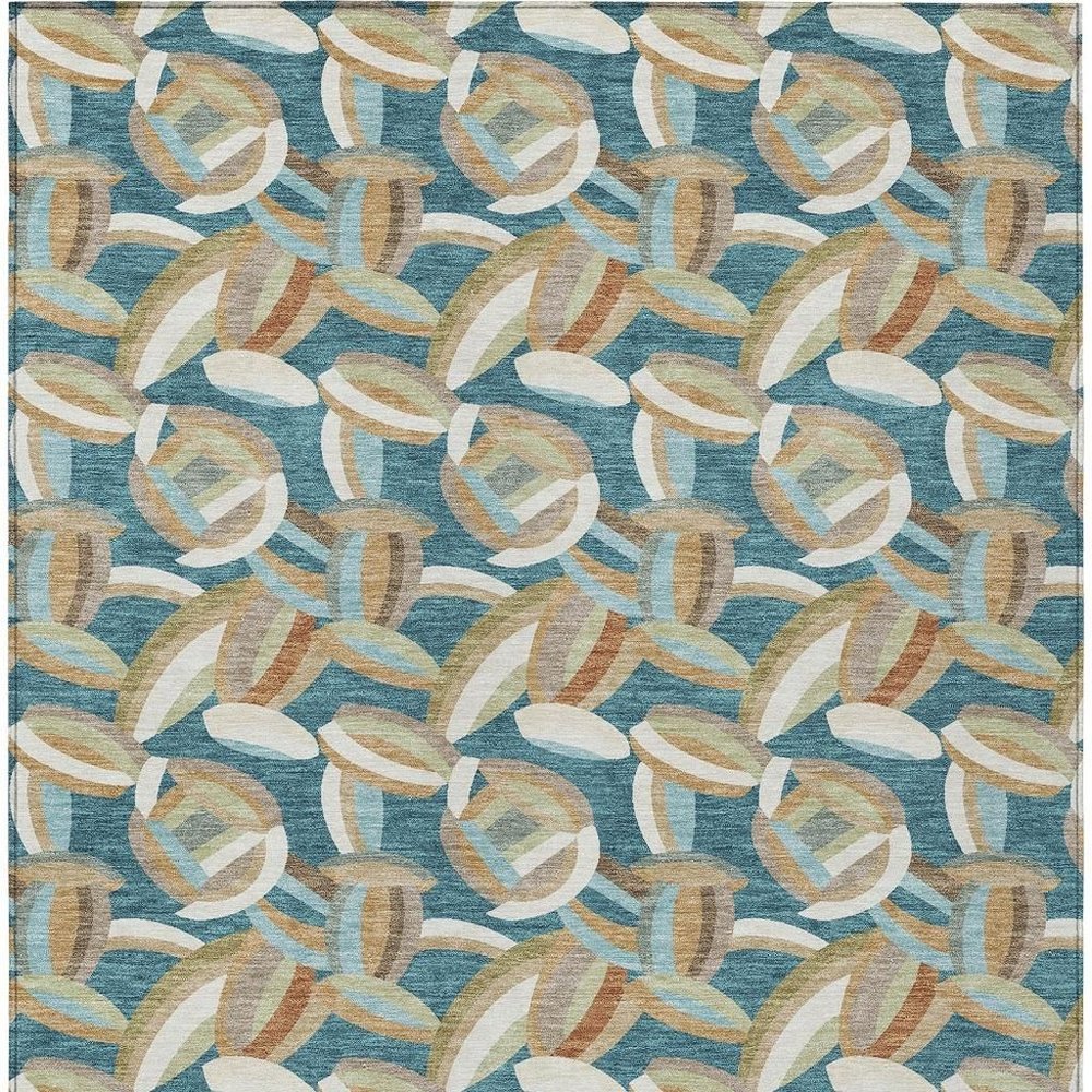 9' X 12' Teal Blue And Orange Abstract Washable Indoor Outdoor Area Rug HomeRoots