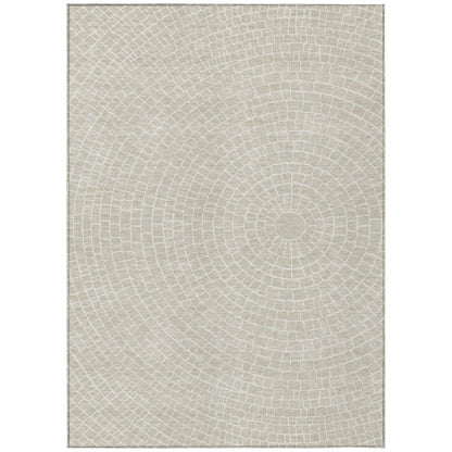 3' X 5' Beige And Ivory Geometric Washable Indoor Outdoor Area Rug HomeRoots