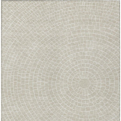 3' X 5' Beige And Ivory Geometric Washable Indoor Outdoor Area Rug HomeRoots