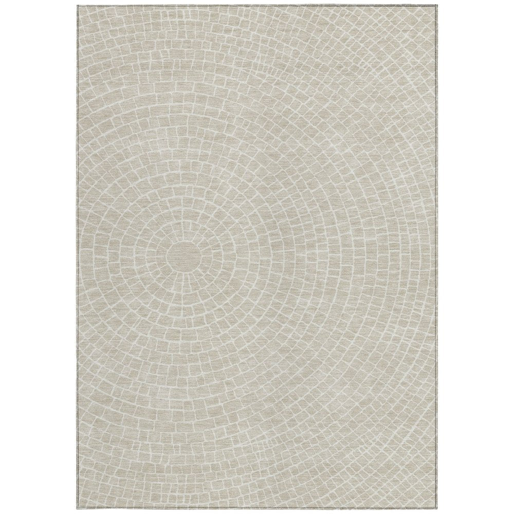 5' X 8' Beige And Ivory Geometric Washable Indoor Outdoor Area Rug HomeRoots