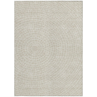 5' X 8' Beige And Ivory Geometric Washable Indoor Outdoor Area Rug HomeRoots