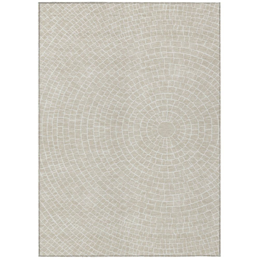 8' X 10' Beige And Ivory Geometric Washable Indoor Outdoor Area Rug HomeRoots