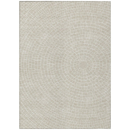 8' X 10' Beige And Ivory Geometric Washable Indoor Outdoor Area Rug HomeRoots