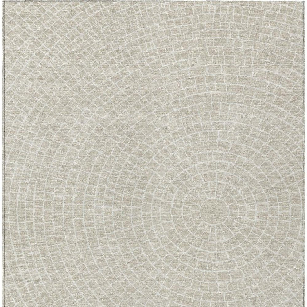 8' X 10' Beige And Ivory Geometric Washable Indoor Outdoor Area Rug HomeRoots
