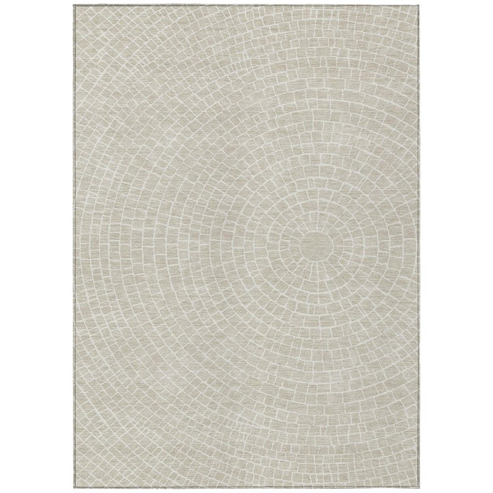 9' X 12' Beige And Ivory Geometric Washable Indoor Outdoor Area Rug HomeRoots