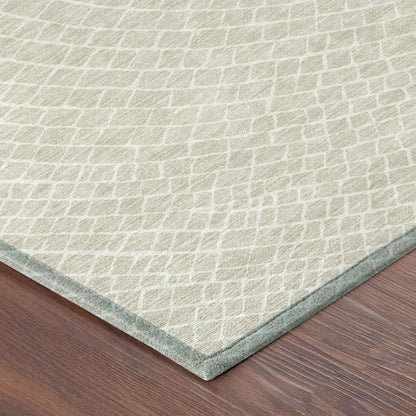 9' X 12' Beige And Ivory Geometric Washable Indoor Outdoor Area Rug HomeRoots