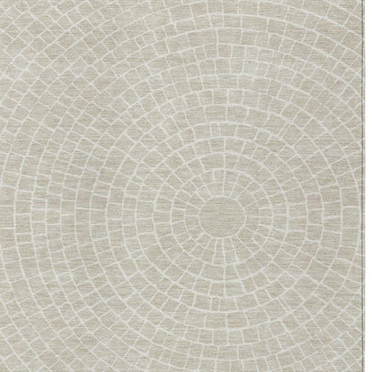 10' X 14' Beige And Ivory Geometric Washable Indoor Outdoor Area Rug HomeRoots