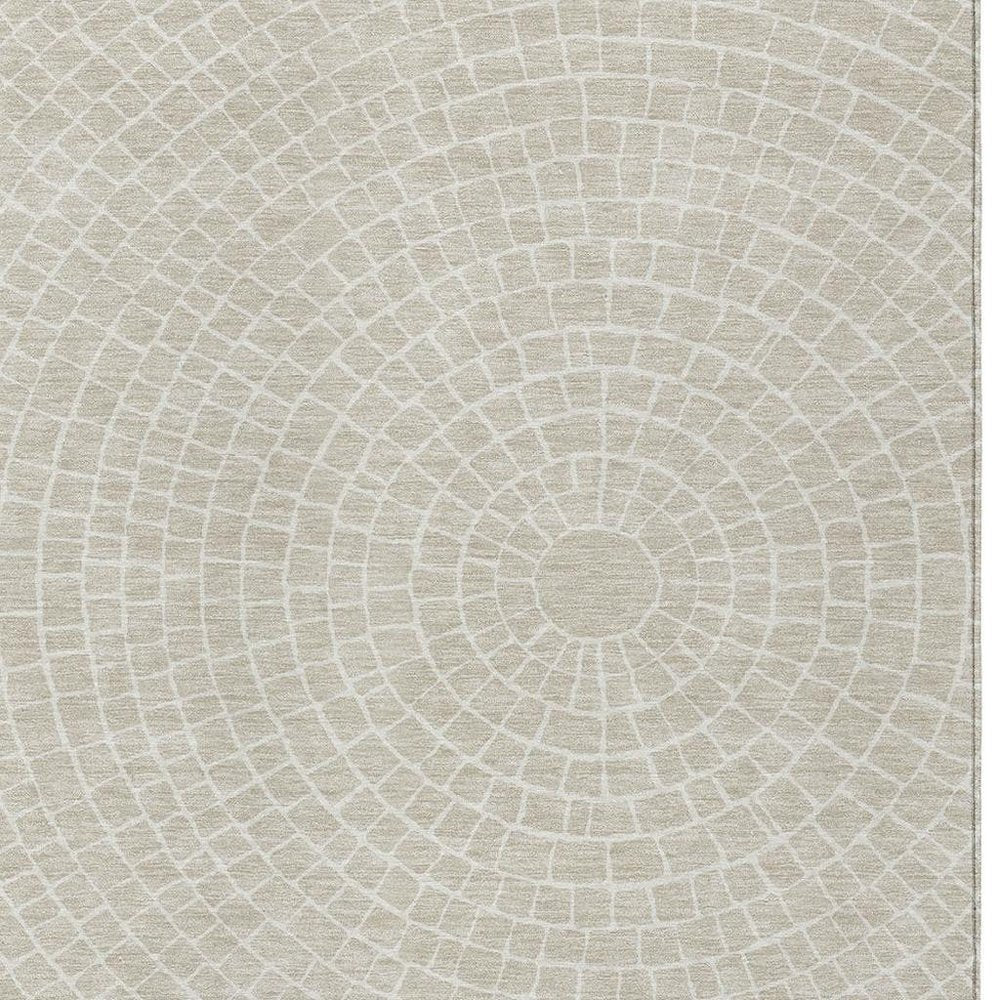 10' X 14' Beige And Ivory Geometric Washable Indoor Outdoor Area Rug HomeRoots