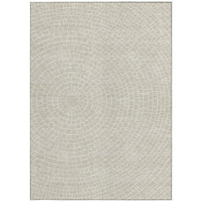 10' X 14' Beige And Ivory Geometric Washable Indoor Outdoor Area Rug HomeRoots