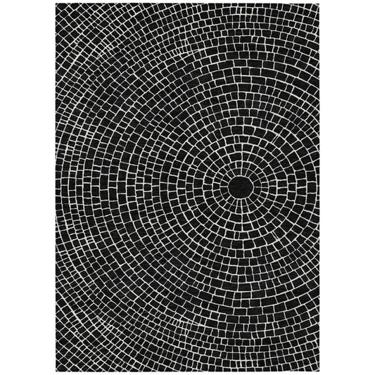 3' X 5' Black And Ivory Geometric Washable Indoor Outdoor Area Rug HomeRoots