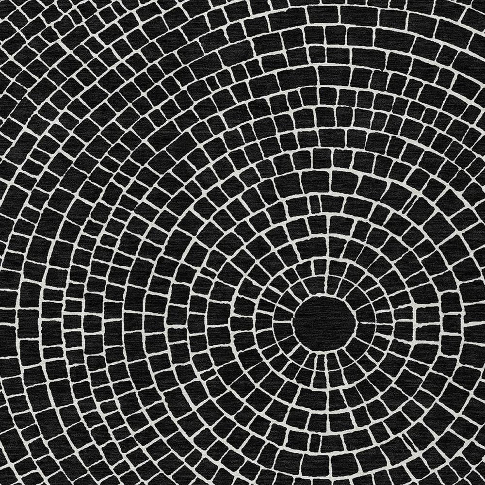3' X 5' Black And Ivory Geometric Washable Indoor Outdoor Area Rug HomeRoots