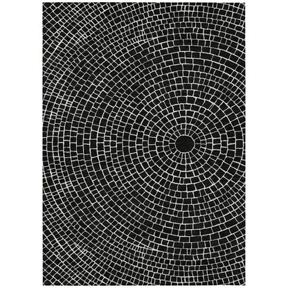 5' X 8' Black And Ivory Geometric Washable Indoor Outdoor Area Rug HomeRoots
