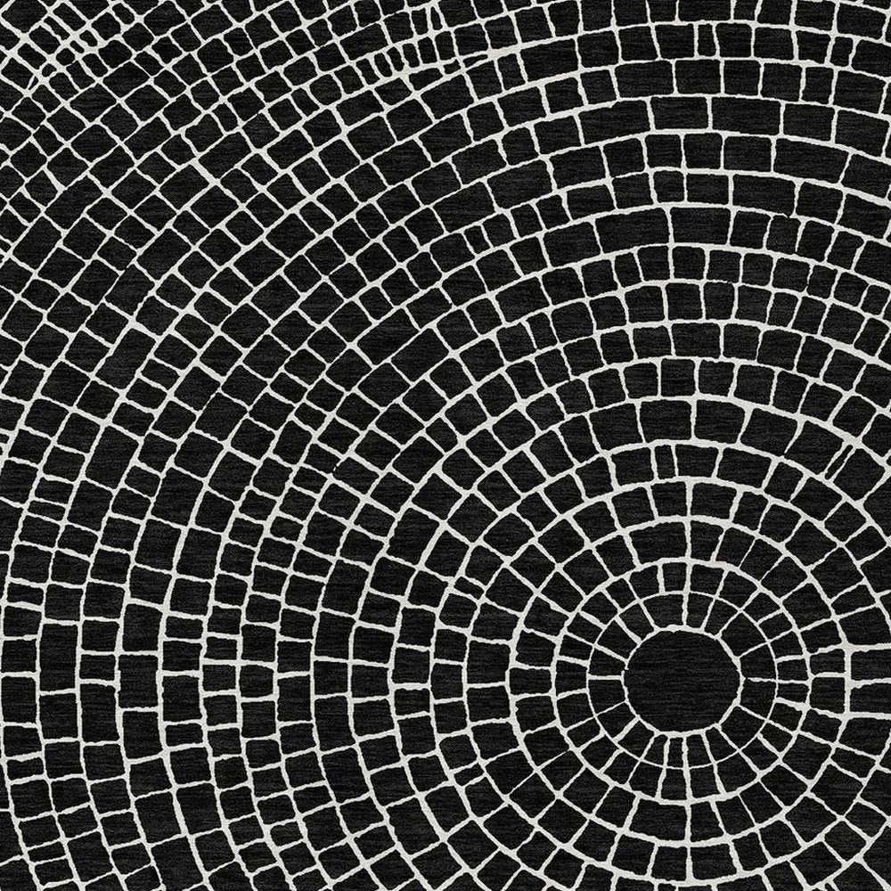 5' X 8' Black And Ivory Geometric Washable Indoor Outdoor Area Rug HomeRoots