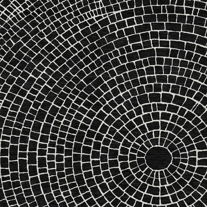 5' X 8' Black And Ivory Geometric Washable Indoor Outdoor Area Rug