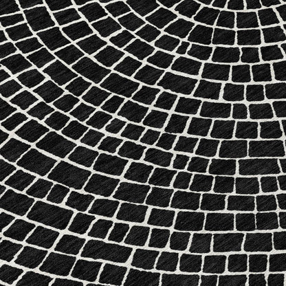5' X 8' Black And Ivory Geometric Washable Indoor Outdoor Area Rug HomeRoots