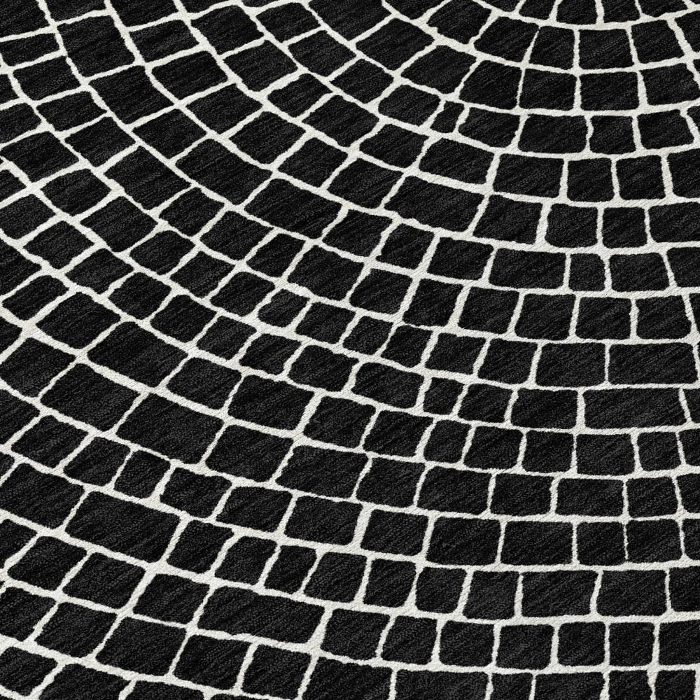 5' X 8' Black And Ivory Geometric Washable Indoor Outdoor Area Rug HomeRoots