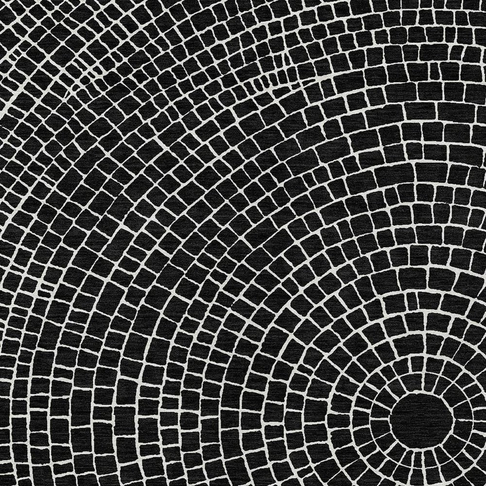 8' X 10' Black And Ivory Geometric Washable Indoor Outdoor Area Rug HomeRoots