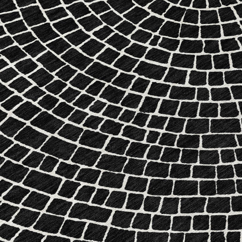 8' X 10' Black And Ivory Geometric Washable Indoor Outdoor Area Rug HomeRoots