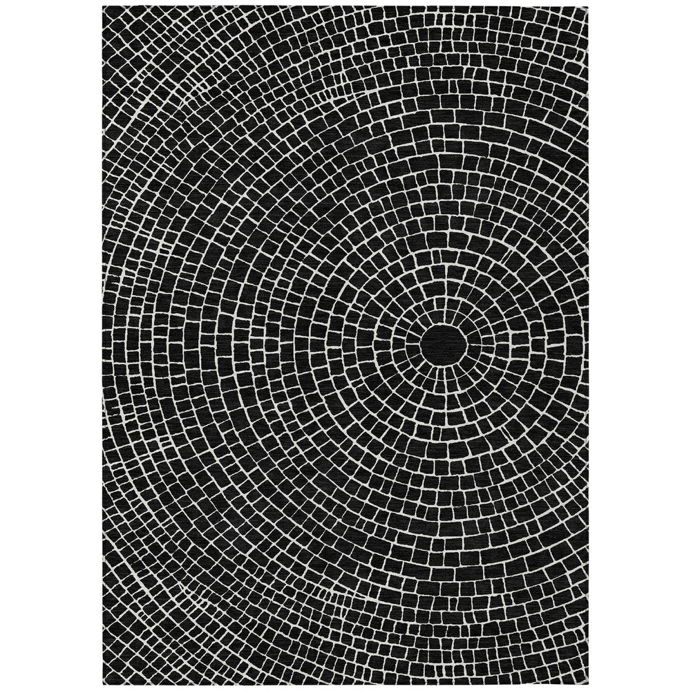 9' X 12' Black And Ivory Geometric Washable Indoor Outdoor Area Rug HomeRoots