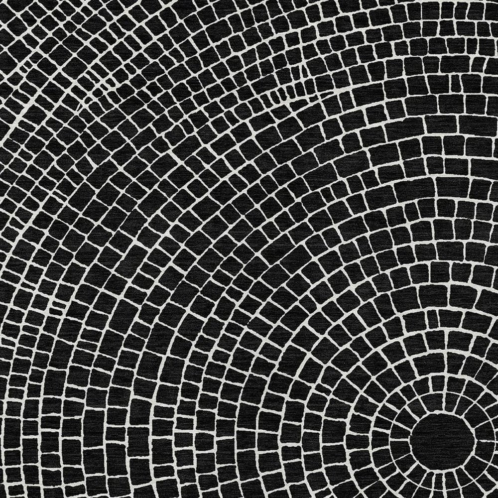 9' X 12' Black And Ivory Geometric Washable Indoor Outdoor Area Rug HomeRoots