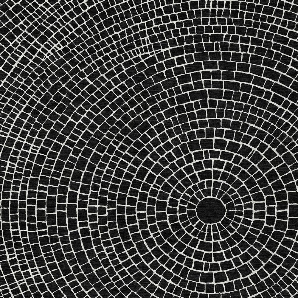 9' X 12' Black And Ivory Geometric Washable Indoor Outdoor Area Rug HomeRoots