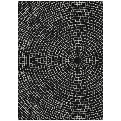 10' X 14' Black And Ivory Geometric Washable Indoor Outdoor Area Rug HomeRoots