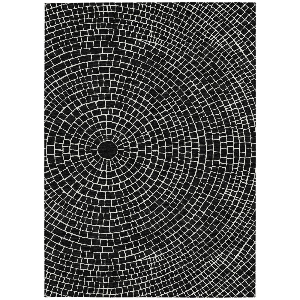 10' X 14' Black And Ivory Geometric Washable Indoor Outdoor Area Rug HomeRoots