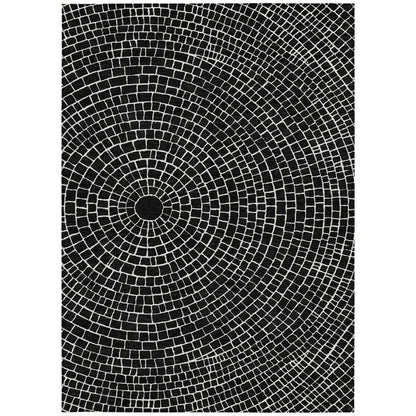 10' X 14' Black And Ivory Geometric Washable Indoor Outdoor Area Rug HomeRoots