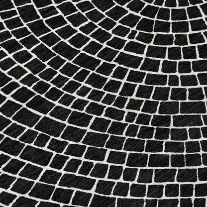 10' X 14' Black And Ivory Geometric Washable Indoor Outdoor Area Rug HomeRoots