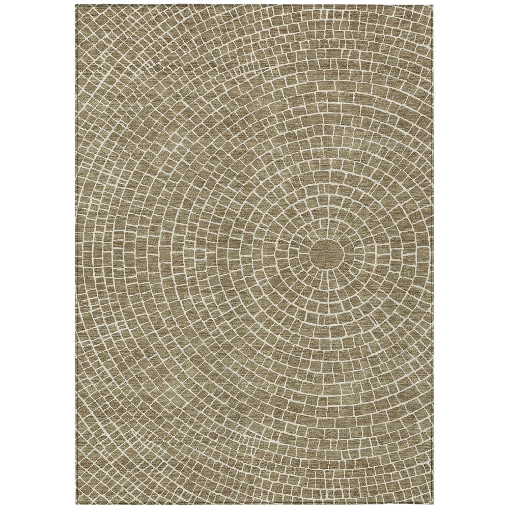 3' X 5' Coffee And Ivory Geometric Washable Indoor Outdoor Area Rug HomeRoots
