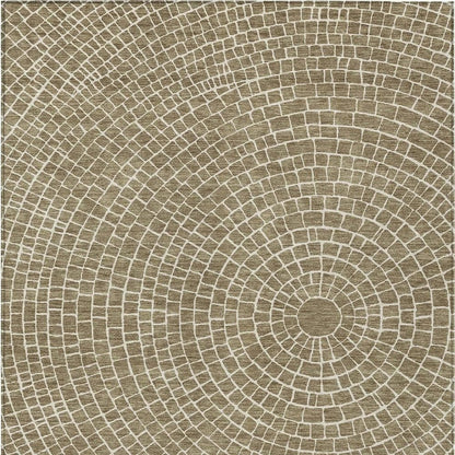 3' X 5' Coffee And Ivory Geometric Washable Indoor Outdoor Area Rug HomeRoots