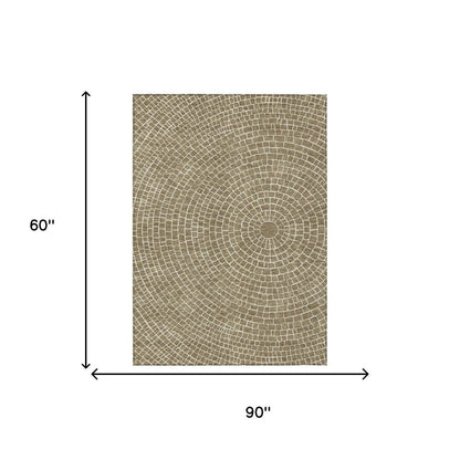 5' X 8' Coffee And Ivory Geometric Washable Indoor Outdoor Area Rug HomeRoots