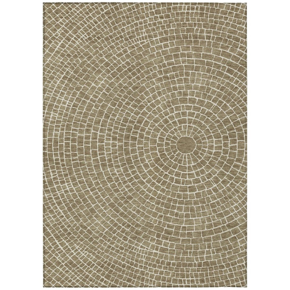 5' X 8' Coffee And Ivory Geometric Washable Indoor Outdoor Area Rug HomeRoots