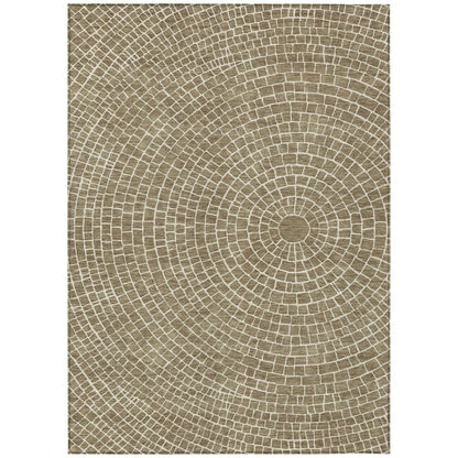 5' X 8' Coffee And Ivory Geometric Washable Indoor Outdoor Area Rug HomeRoots