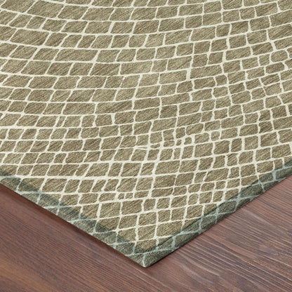 5' X 8' Coffee And Ivory Geometric Washable Indoor Outdoor Area Rug HomeRoots