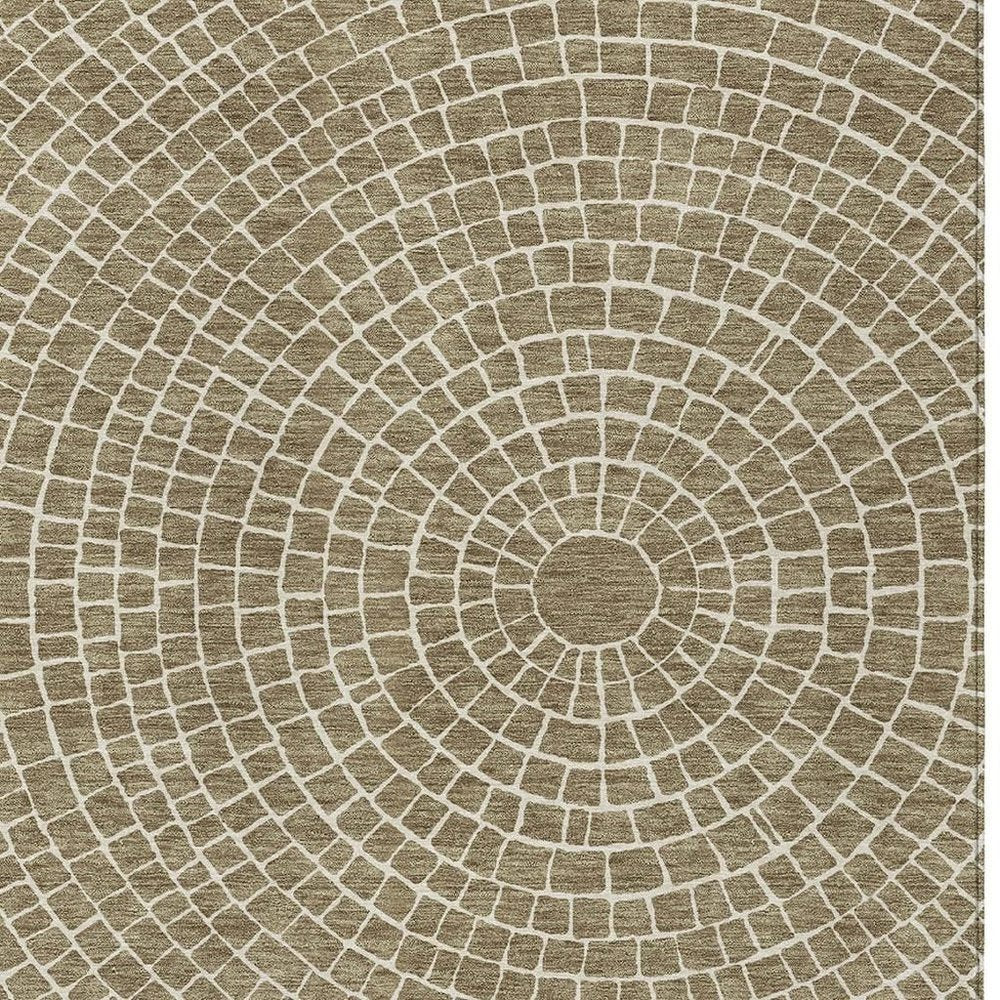 5' X 8' Coffee And Ivory Geometric Washable Indoor Outdoor Area Rug HomeRoots