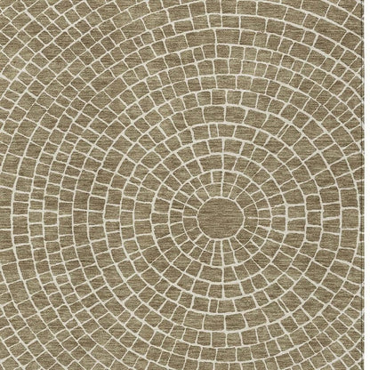 5' X 8' Coffee And Ivory Geometric Washable Indoor Outdoor Area Rug HomeRoots