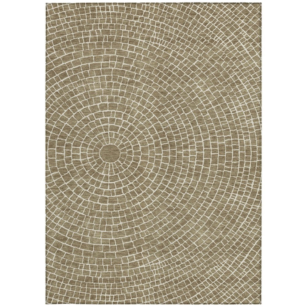 5' X 8' Coffee And Ivory Geometric Washable Indoor Outdoor Area Rug HomeRoots