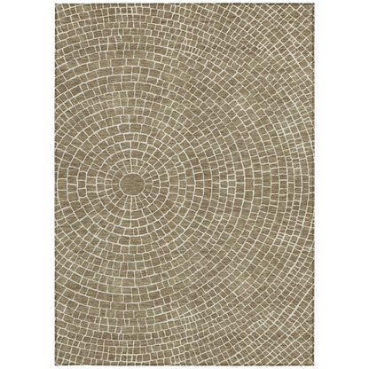 5' X 8' Coffee And Ivory Geometric Washable Indoor Outdoor Area Rug HomeRoots