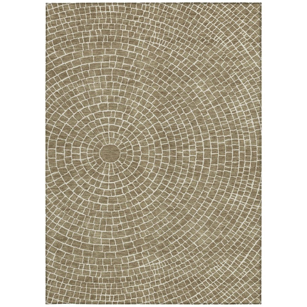 5' X 8' Coffee And Ivory Geometric Washable Indoor Outdoor Area Rug HomeRoots